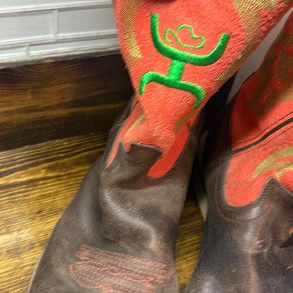 Mens Orange And Brown Cowboy Boots Size 11.5 main image 10